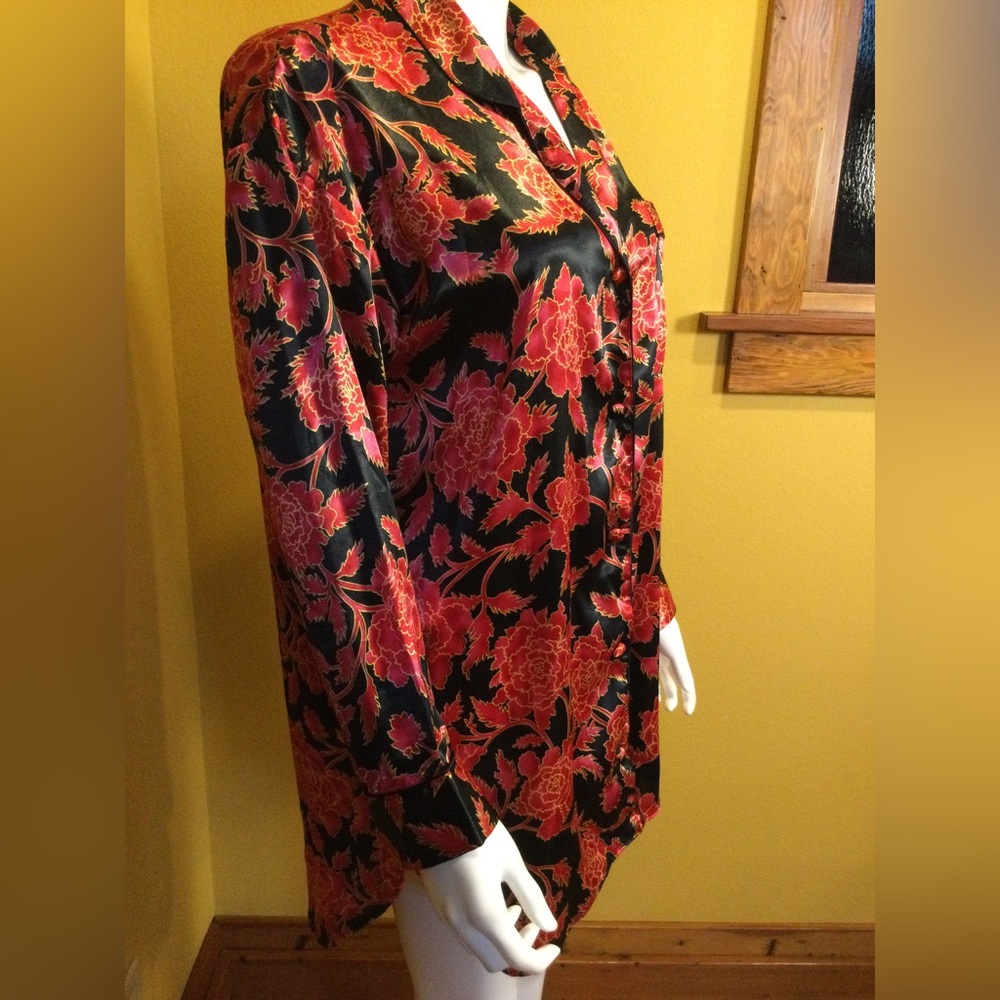 🌹2xHP!🌹 VS | VTG Gold Label Satin Floral Sleep Shirt - Picture 2 of 12